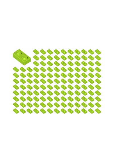 Yedek Parçalar: Plate 1x2: 100 Adet 1x2 Plate Parts Plaka Parçası Fıstık Yeşili - Lime 3023