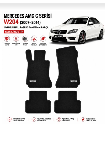 Mercedes Amg C Serisi W204 2007 2014 Uyumlu Halı Paspas Takımı 4 Parça Yazlık İnce