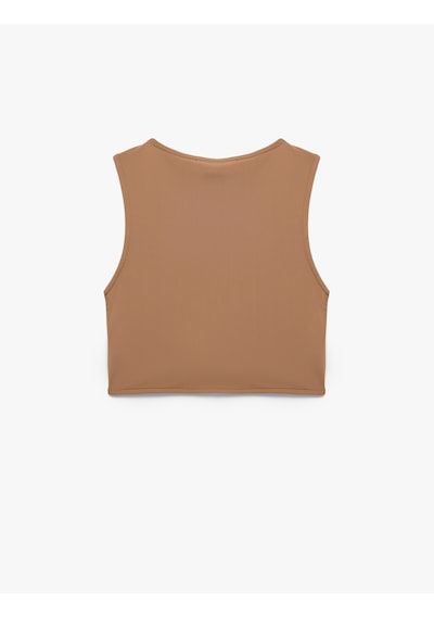 Koton Skinny Bisiklet Yaka Kolsuz Crop Top Açık Kahverengi 5slk90040mk Açık Kahve Koton Skinny Bisiklet Yaka Kolsuz Crop Top Açık Kahverengi 5slk90040mk Açık Kahve