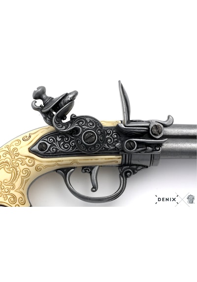 Denix Flintlock Pistol Italy 1680 3 Barrel 29cm Koleksiyon Obje