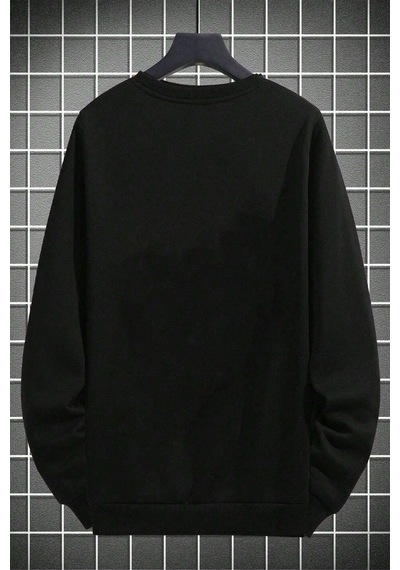 Uyguntarz Pusula Zaman Çizelge Baskılı Oversize Sweatshirt siyah