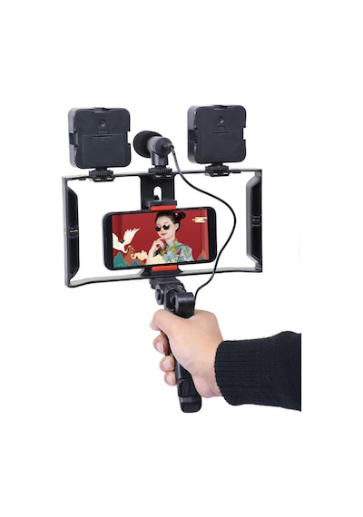 Ax-pc3 Telefon Cage Rig Çoklu Hot Shoe Ve 1/4 Vida Bağlantılı Vlog, Video Ve Canlı Yayın Telefon Kafesi