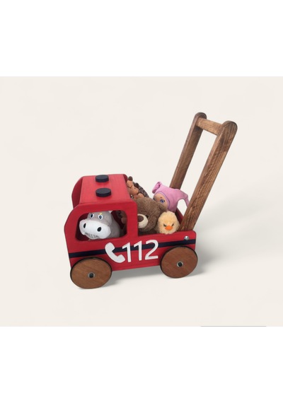 İzwoodcraft 112 Acil İtfaiye Bebek İlk Adım Arabası Ve Oyuncak Sepeti