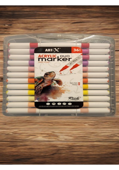Art-x Acrylic Marker Duo Marker Çift Uçlu Su Bazlı Boyama Kalemi 36 Renk Set