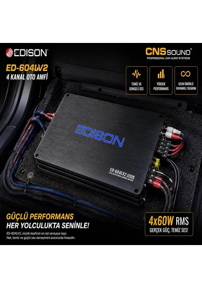 Tr Ed-604lv2 4 Kanal Oto Amfi, 4x60w Rms, 4 Ohm, Ab Class Car Amplifier