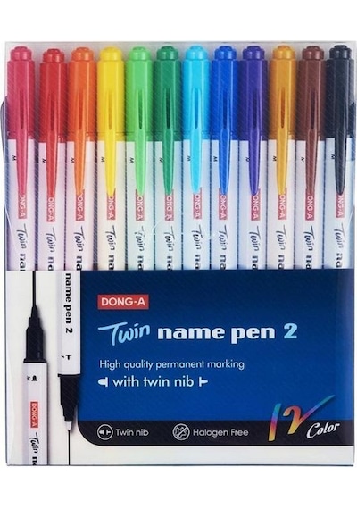Dong-A Twin Name Pen 2 Çift Yönlü Kalem 12 Renk