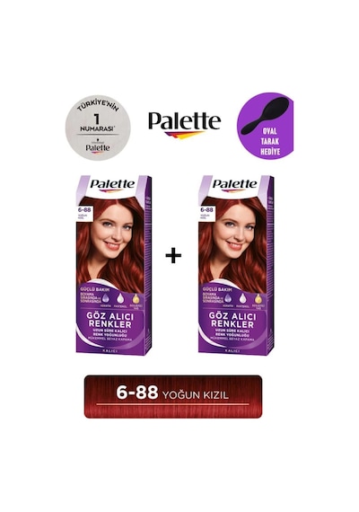 Palette Göz Alıcı Renkler 6-88 Yoğun Kızıl 2'li + Gliss Tarak