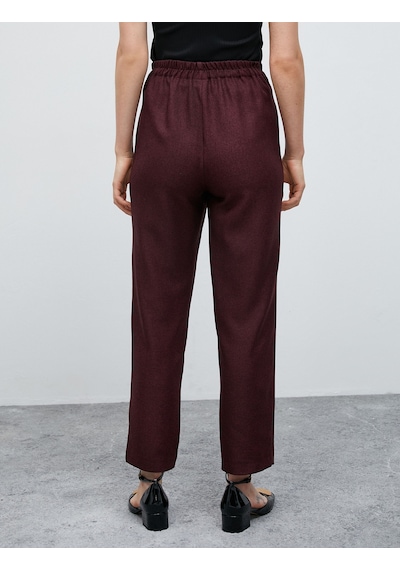 Koton Düz Paça Kumaş Pantolon Yüksek Bel Bordo 4wak40103uw 4WAK40103UW467 Bordo
