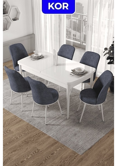 Canisa Kor Serisi 70x114 Açılabilir Mutfak Masası Takımı Beyaz Masa 6 Füme Sandalye Masa Beyaz Sandalyeler Füme Canisa Kor Serisi 70x114 Açılabilir Mutfak Masası Takımı Beyaz Masa 6 Füme Sandalye Masa Beyaz Sandalyeler Füme