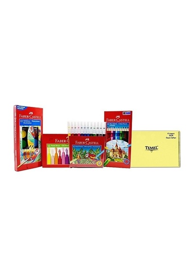 Faber-castell 4'lü Boya Seti + Resim  Defteri