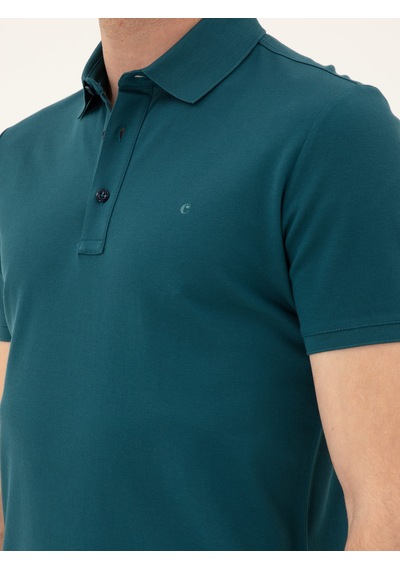 Zümrüt Slim Fit Polo Yaka Merserize T-shirt Yeşil