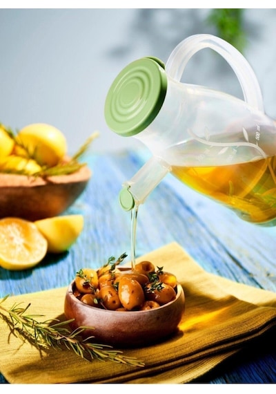 Bayev Ahşap Standlı 2'li 700 Ml Damlatmaz Özellikli Yağlık Seti