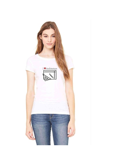 I Love Architecture Baskılı Beyaz Kadın Tshirt