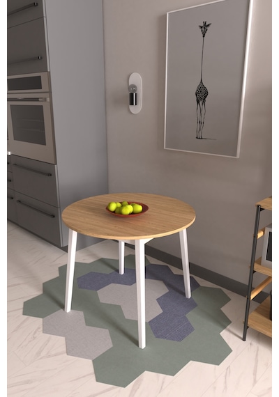 Vilinze Avanos Yuvarlak Sabit Mdf Mutfak Masası - Q90 Cm Beyaz