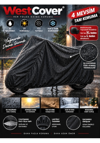 Mutt Gt Sr 250 Uyumlu Siyah Motosiklet Brandası,su Geçirmez Kar Don Güneş Korumalı Uvli Motor Örtüsü Bağlantı Klipsli Taşıma Çantalı.