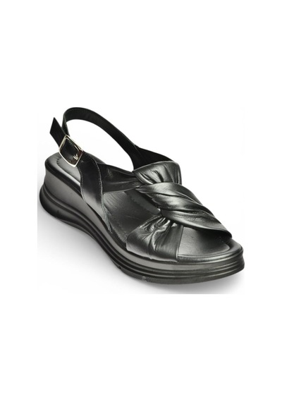 Fox Shoes Y555210603 Siyah Hakiki Deri Kadın Sandalet Siyah