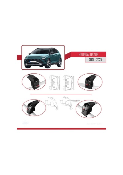 Hyundai Bayon 2021 Ve Sonrası İle Uyumlu Ace-2 Ara Atkı Tavan Barı Gri