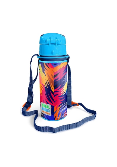 Coral High Kids Lacivert Saks Aslan Desenli Pipetli Alüminyum Matara 600 Ml 11938