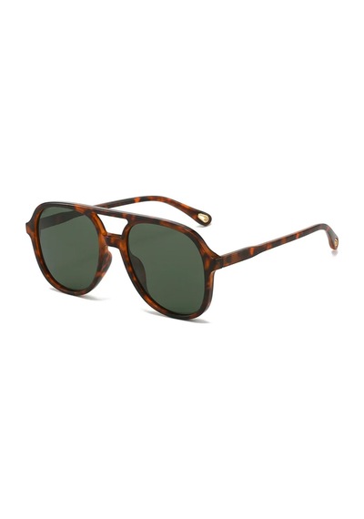 Zoreya Leopar Desenli Yeşil Cam Vintage & Retro Unisex Güneş Gözlüğü