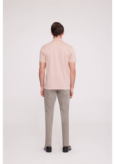 Erkek Somon Polo Yaka Desenli T-shirt