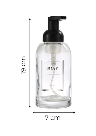 Köpük Pompalı Cam Sabunluk Köpük Çıkartan Şeffaf Cam Sıvı Sabunluk-350 Ml Şeffaf