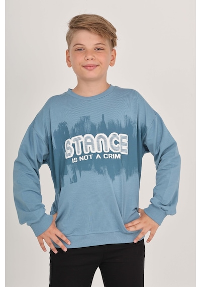 Toontoy Kids Toontoy Erkek Çocuk Stance Baskılı Sweatshirt Mavi