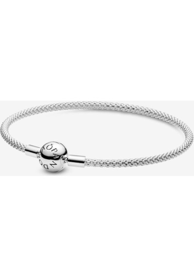 Charm Uyumlu, Ball Klips Örgü Bangle Bileklik, Tüm Boyutlar Gümüş Gümüş
