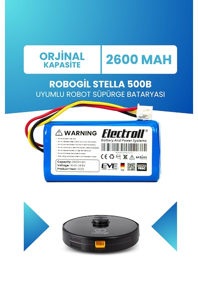 Robogil Stella 500b Uyumlu Batarya Standart Kapasite 2600mah Pil