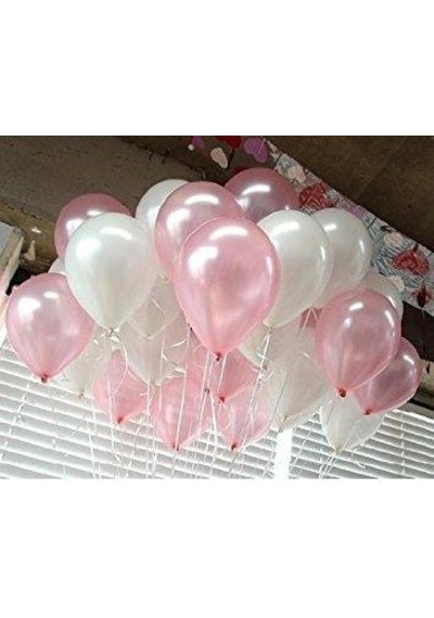 25 Adet Metalik Sedefli Pembe-Beyaz Karışık Balon Helyumla Uçan