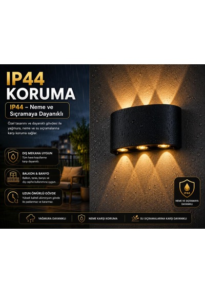 6w İç Ve Dış Renk Aplik 3+3 Dekoratif Çift Yönlü Aplik Elektrikli Pil İle Çalışmaz 3000k-günışığı