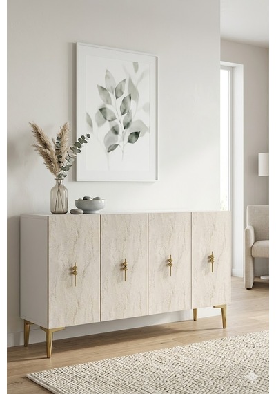 Ka1217btg Salkım Konsol Ve Tv Sehpası Beyaz-traverten-gold 120cm