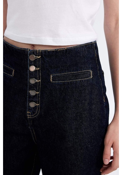 Defacto 90's Wide Leg Yüksek Bel Uzun Jean Pantolon D5830AX24WNNM34 Mavi