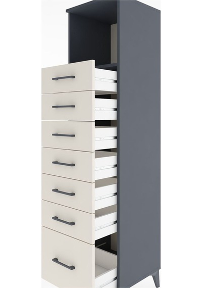 Hyperion Dolap Tek Raflı 7 Çekmeceli 44x44x182 Antrasit-aytaşı Antrasit