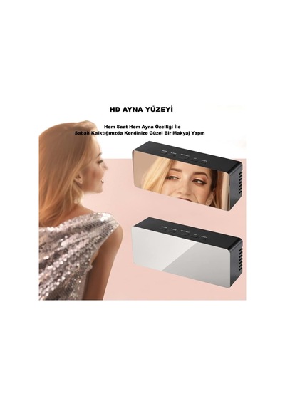 Akıllı Aynalı Dijital Saat Led Göstergeli, Alarm & Termometre, Usb/pil Çok Renkli