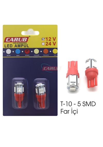 Carub Ampul 12v T-10 5led Smd Fariçi Kırmızı