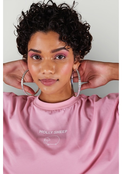 Holly Lolly Bisiklet Yaka Holly Crop Tshirt Pembe