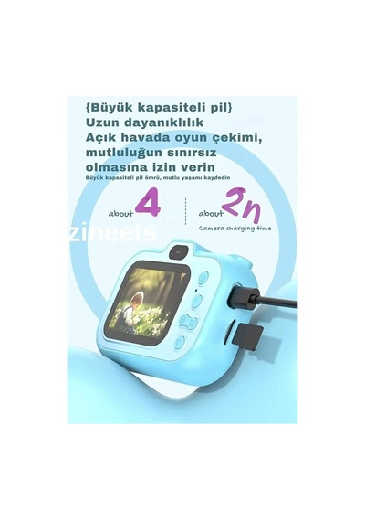 Dijital Fotoğraf Makinesi Çocuk Mini 1080p Hd Kamera Selfie Tripotlu Ön Arka Kamera - 100