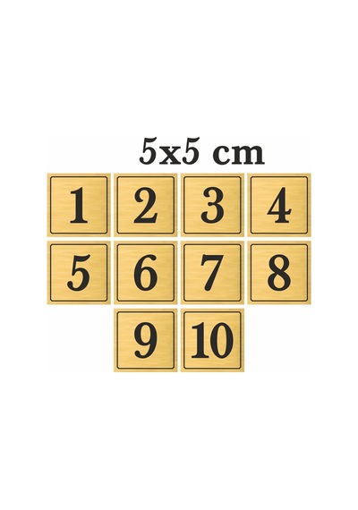 Metal Kapı Masa Dolap Numarası, Posta Kutusu Numarası 5x5 Cm 1 -10 Altın