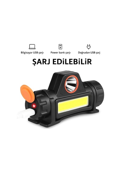 200 Lümen Mir Led Kafa Feneri Mini Led Far Usb Şarj Edilebilir Ayarlanabilir Açı Su Geçirmez Hafif Cob Kafa Lambası Dağ Tırmanışı Gece Balıkçılık Enerji Sınıfı A Siyah