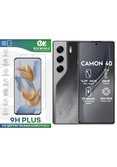 Tecno Camon 40 İle Uyumlu Şeffaf Esnek Nano Cam Ekran Koruyucu