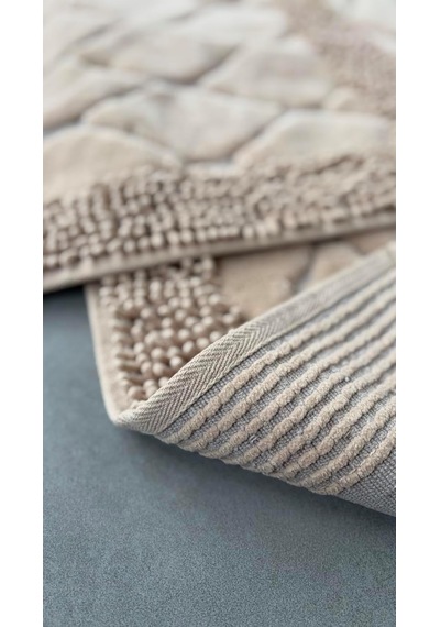 Pamukkent Yumuşacık, Süper Emici 2'li 100% Pamuk Ultra Lüks Banyo Paspası Seti, Cappuccino, 60x100 Cm Çok Renkli