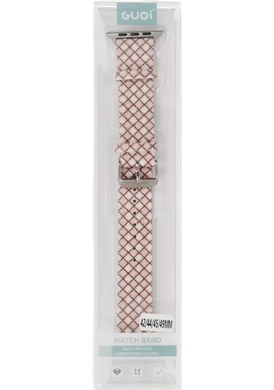 Hmngoakkllby Apple Uyumlu Watch 38mm Karo Motif Kordon - Pembe Akllhmng