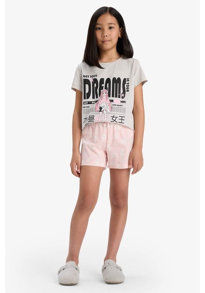 DeFacto Kız Çocuk Pijama Takımı Baskılı Kısa Kollu Üst Desenli Şort E0545A825HSGR293 Gri DeFacto Kız Çocuk Pijama Takımı Baskılı Kısa Kollu Üst Desenli Şort E0545A825HSGR293 Gri