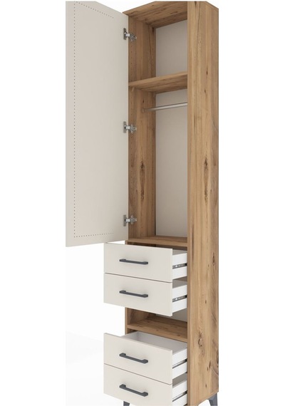 Arges Dolap 3 Raflı 4 Çekmeceli Tek Askılı 44x30x221 Çam-aytaşı Atlas Çam