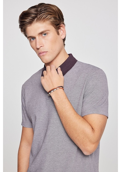 Erkek Acı Kahve Pamuklu Slim Fit Dar Kesim Polo Yaka Tişört Acı Kahverengi