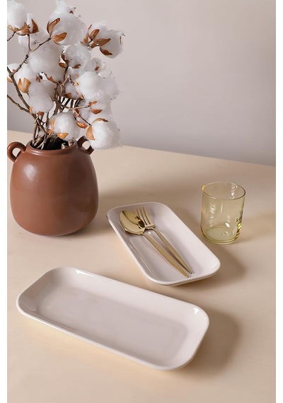 Krem Pergamon Kayık Tabak 26 Cm 2 Adet 030 Çok Renkli