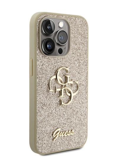Apple Uyumlu iPhone 15 Pro Max Kılıf Guess Lisanslı 4g Büyük Metal Logolu Glitter Kapak Siyah