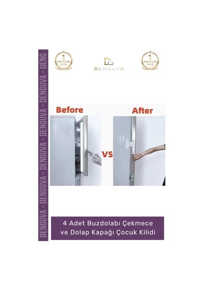 Kilit Çift Butonlu Emniyet Bebek Güvenlik Buzdolabı Çekmece Koruyucu Dolap Kapağı Çocuk Kilidi - 4 Çok Renkli