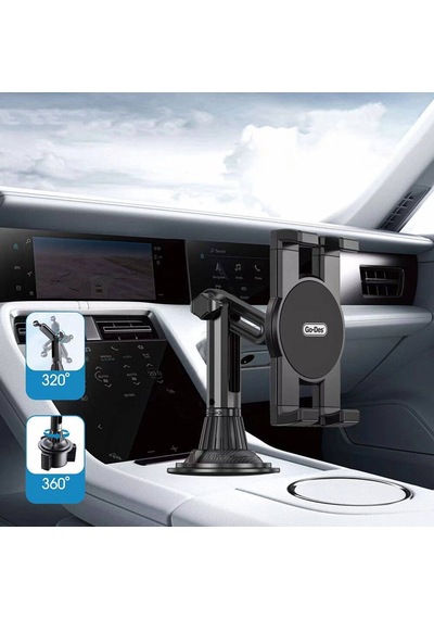 Araç İçi Telefon Tutucu Go Des GD-HD313 360 Oynar Başlıklı Bardaklık Tipi Tasarım