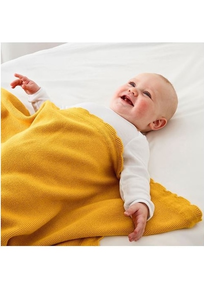 Bebek Battaniyesi 70X90 Cm Meridyendukkan Koyu Sarı -Pamuklu Bebe Sarı